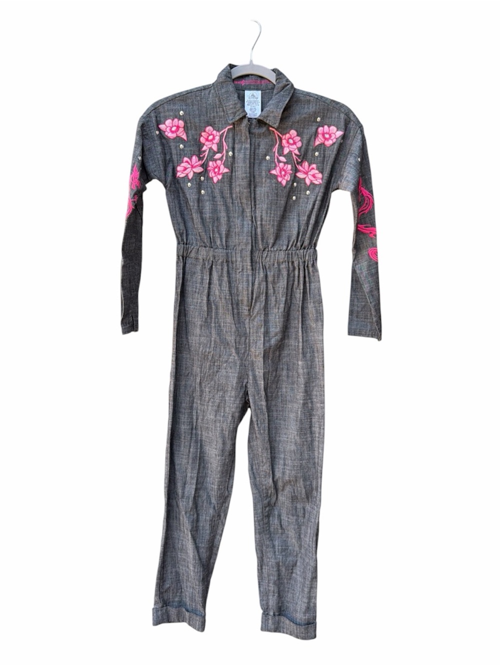 Disney-Girl's Mulan Gray w/ embroidered flower design Jumpsuit Girls SZ US 9/10